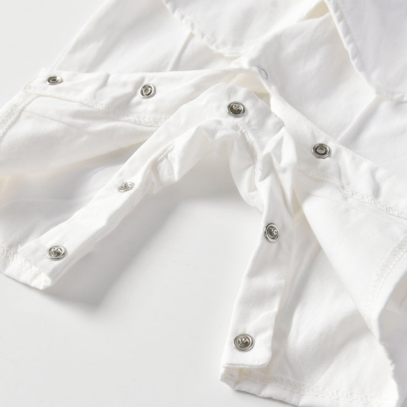Baby Boys' Solid Color Fake Two-piece Waistcoat Bow Tie Gentleman's Short Sleeve Jumpsuit - PrettyKid