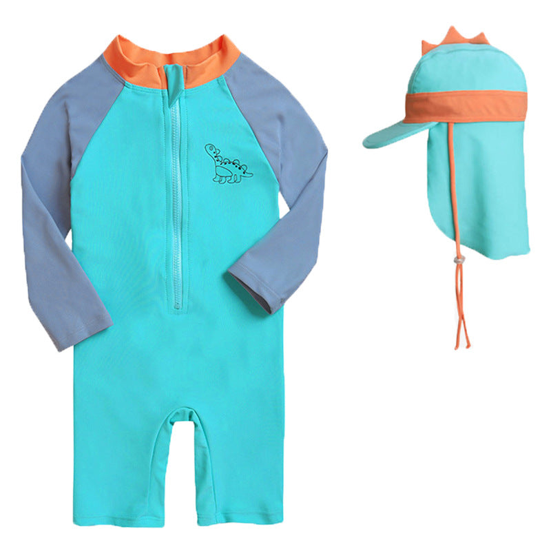 2022 New Baby Boys and Girls Long-sleeved Swimsuit Dinosaur Corner Surfing Suit Toddler Sun Protection Baby Swimsuit - PrettyKid