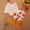Toddler Girls Long Sleeve Jumpsuit Pumpkin Sunflower Lace Flared Pants Children's Boutique Wholesale - PrettyKid
