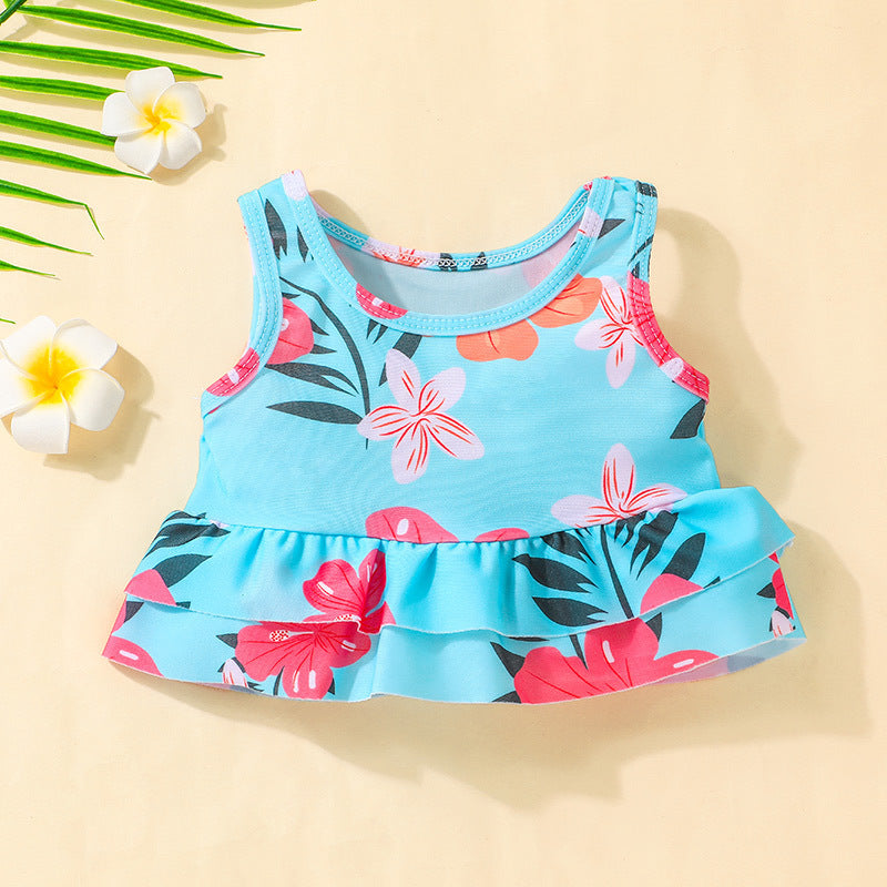 9M-4Y Toddler Girls 2 Piece Swimsuit Sets Flower Leopard Print Wholesale Little Girl Clothing - PrettyKid