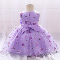 Baby Girls Flower-printed Pompous Gauze Princess Dress - PrettyKid