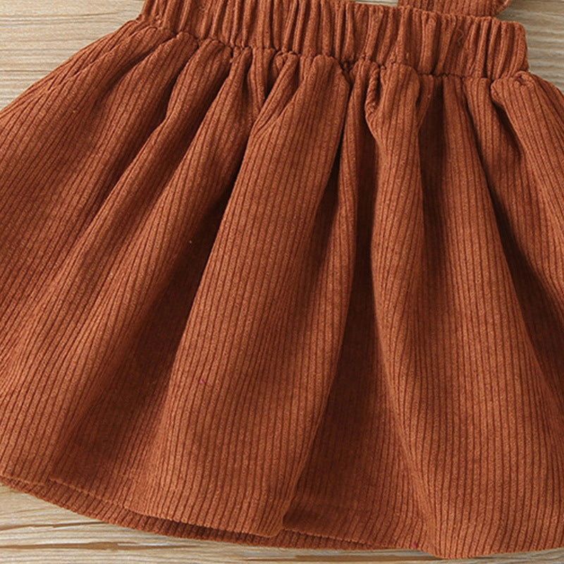 Toddler Kids Girls' Plaid Shirt Strap Skirt Set - PrettyKid