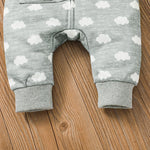 Baby Boys Cute Cloud Print Hoodie Zipper Shirt Jumpsuit - PrettyKid