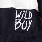 Toddler Boys Solid Color Letter Print WILD BOY Long-sleeved Suit - PrettyKid