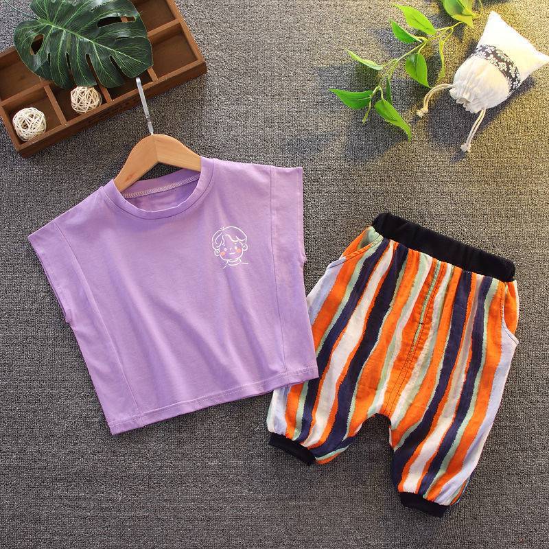 Boys' Summer Clothes 2022 New Magnanimous Suit Baby Summer Half-sleeves Handsome Small Children Summer Shirt Two-piece - PrettyKid