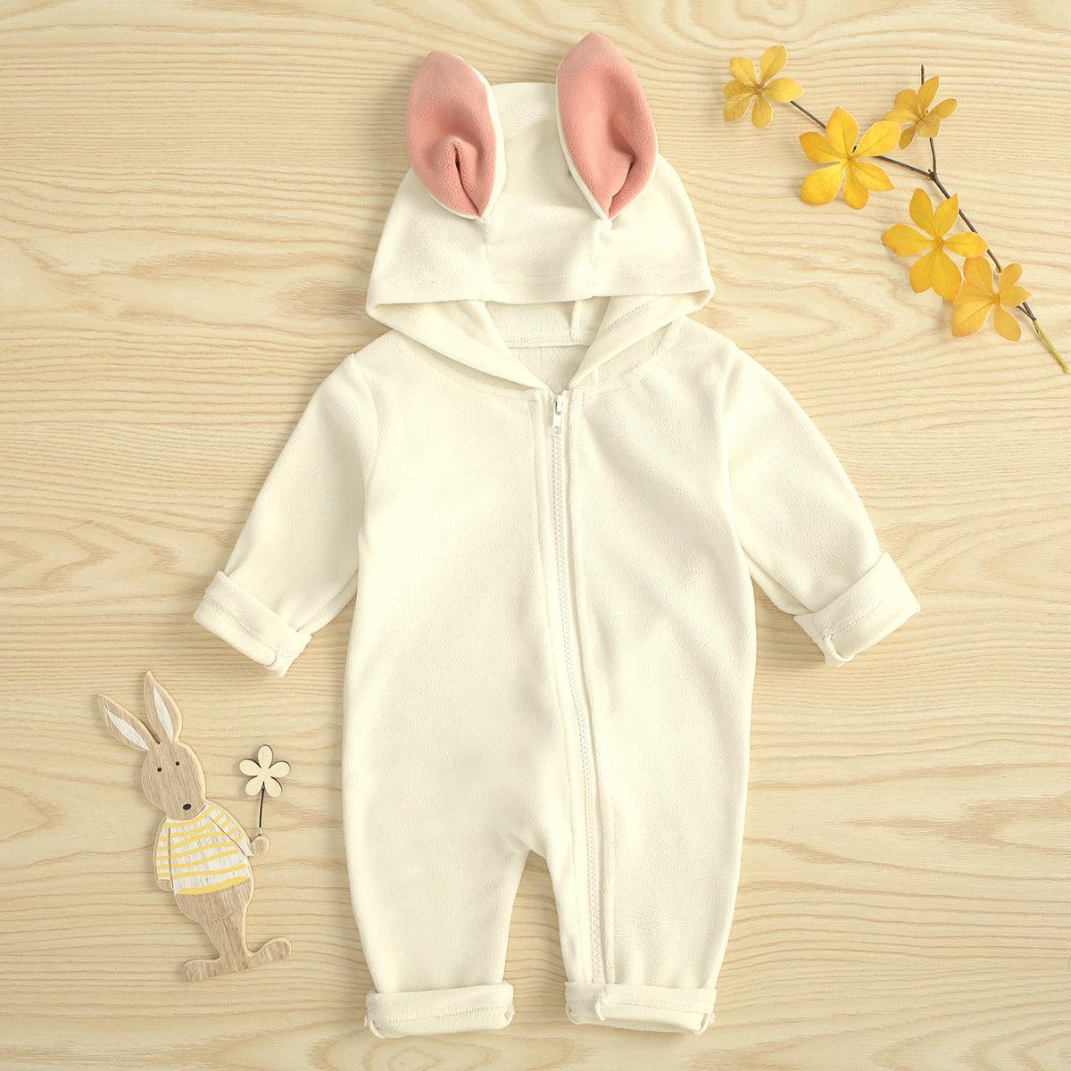 Baby Boys Girls Cute Rabbit Zipper Long Sleeve Jumpsuit - PrettyKid