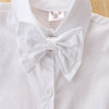 Toddler Kids Girls White Shirt Bow Denim Skirt Set - PrettyKid