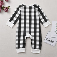 Baby Boys Girls Plaid Print Christmas Deer Long-sleeved Jumpsuit - PrettyKid