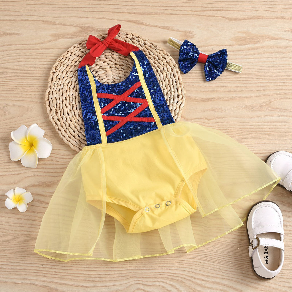Baby Girls' Snow White Sequin Jumpsuit Two Piece Set - PrettyKid
