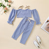 Toddler Kids Girls Striped Lace Up Suit - PrettyKid