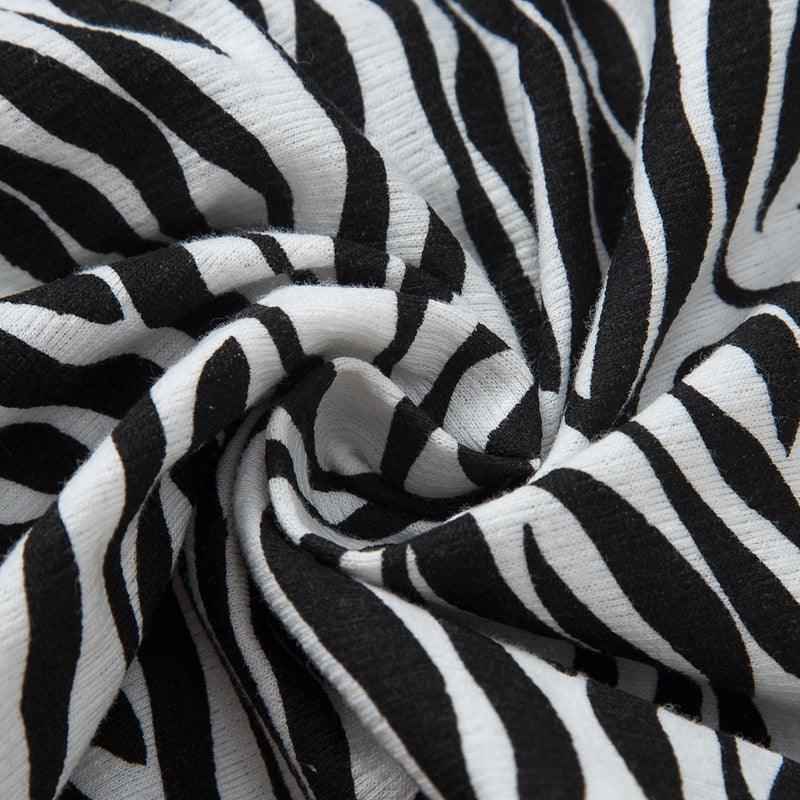 Baby Boys Girls Zebra Print Diagonal Wrap Foot Jumpsuit Baby Sleeping Bag - PrettyKid