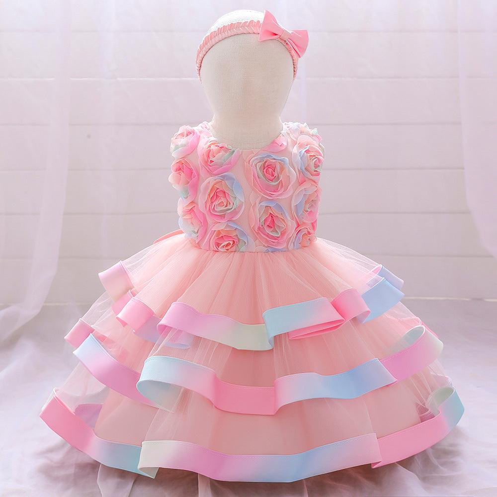 Baby Girls Flower Cake Puffy Skirt Baby Girl Dresses Wholesale - PrettyKid