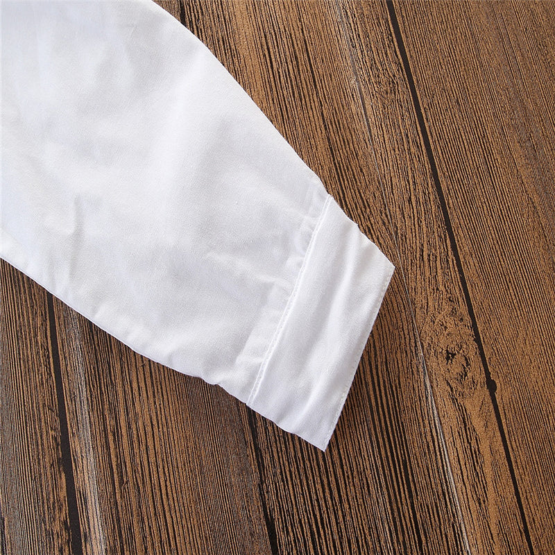 Toddler Kids Boys Gentleman's Dress White Shirt Vest Trousers Three Piece Set - PrettyKid