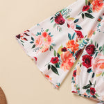 2022 Girls Rose Print Flared Long-sleeved Suit - PrettyKid