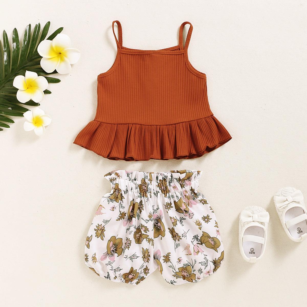 Toddler Kids Girls' Summer Sleeveless Camisole Tops Shorts Set - PrettyKid