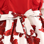 Girls' New Summer Printed Patchwork Dress Korean Version Flying Sleeve Foreign Skirt