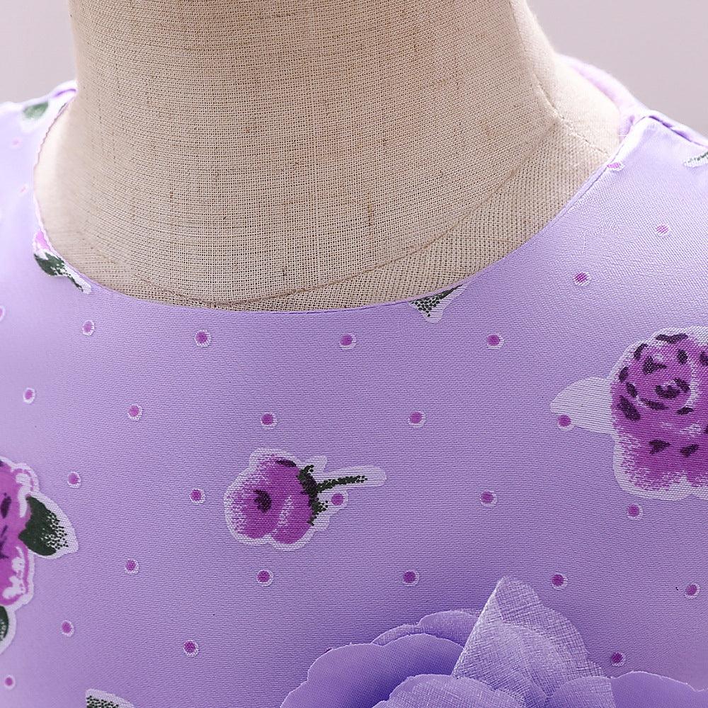 Baby Girls Flower-printed Pompous Gauze Princess Dress - PrettyKid