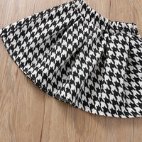 Children Girls' Long Sleeve Plaid Lapel Top Skirt Two Piece Set - PrettyKid