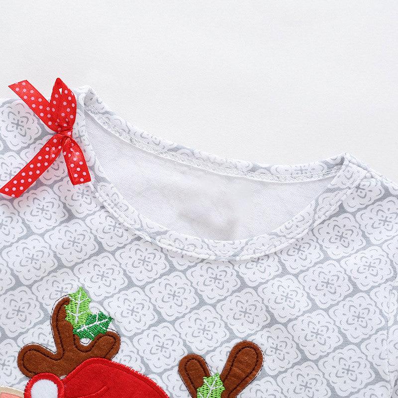 Girls Santa Claus Print Top Striped Pants Set - PrettyKid