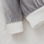 Toddler Kids Solid Velvet Long Sleeve Sweater Set - PrettyKid