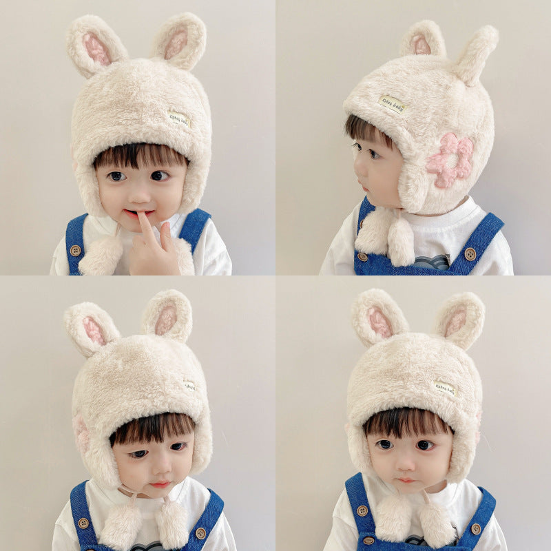 Baby Boys Girls Solid Color Cute Rabbit Ear Shape Ear Protection Cap - PrettyKid