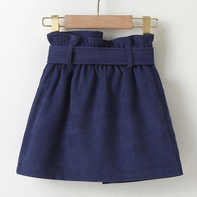 Toddler Kids Girls Solid Color Half Skirt Cotton with Waistband Short Skirt - PrettyKid