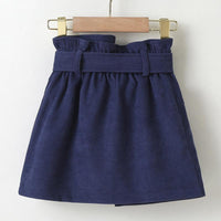 Toddler Kids Girls Solid Color Half Skirt Cotton with Waistband Short Skirt - PrettyKid