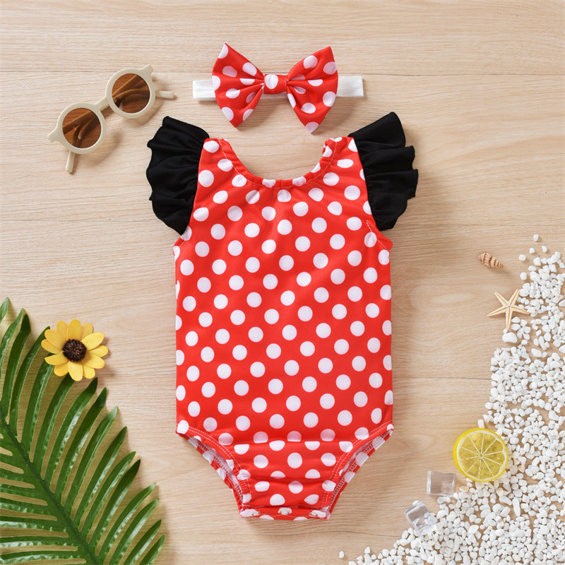 Toddler Girls Fish Scale Printed Jumpsuit Bathing Suit Swimwear - PrettyKid