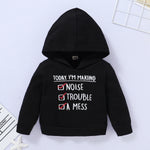 Toddler Kids Boys Girls Solid Color Letter Print Hooded Tops Ripped Jeans Set - PrettyKid