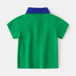 Toddler Boys POLO Lapel Contrast Cotton Short Sleeve Shirt - PrettyKid