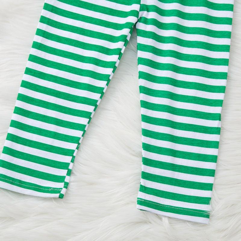 Baby Letter Green Stripe Jumpsuit Pants Christmas Suit - PrettyKid