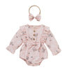 Baby Girls' Long Sleeved Floral Printed Cotton Jacquard Jumpsuit - PrettyKid