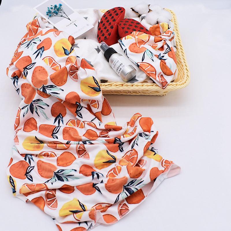 2pcs Floral Print Baby Blanket with Hat - PrettyKid