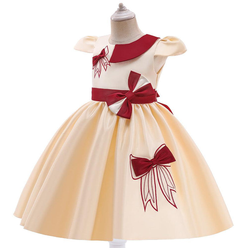 Children Girl's Forged Large Bow Dress Kids Wear Supplier - PrettyKid