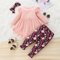 Toddler Kids Girls' Long Sleeved Dovetail Skirt Lace Floral Pants Set - PrettyKid