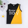 Toddler Kids Boys Colour Blocking Mama's Boy Monogrammed Sleeveless Vest with Solid Torn Shorts Set - PrettyKid