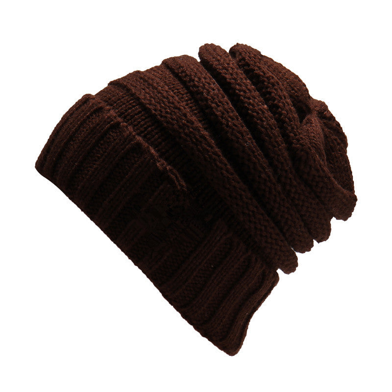 Adult Autumn and Winter Solid Color Hat Flap Knit Pullover Cap - PrettyKid