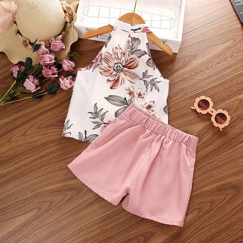 Off-shoulder Suspender Top Loose Shorts Two-piece Suit