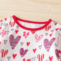 Toddler Kids Girls Love Print Flared Sleeve Top Solid Color Pants Valentine's Day Suit - PrettyKid