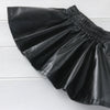 Toddler Kids Girls Beige Single Breasted Long Sleeved Top Black Leather Skirt Set - PrettyKid