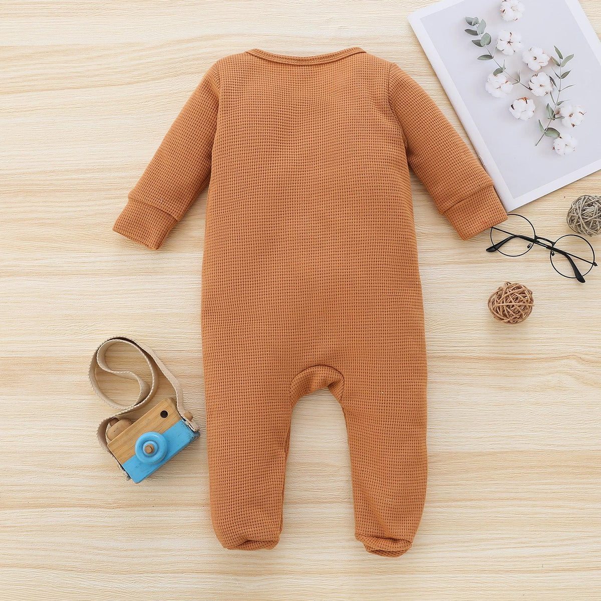 Baby Boy Girls Solid Color Foot Wrap Jumpsuit - PrettyKid