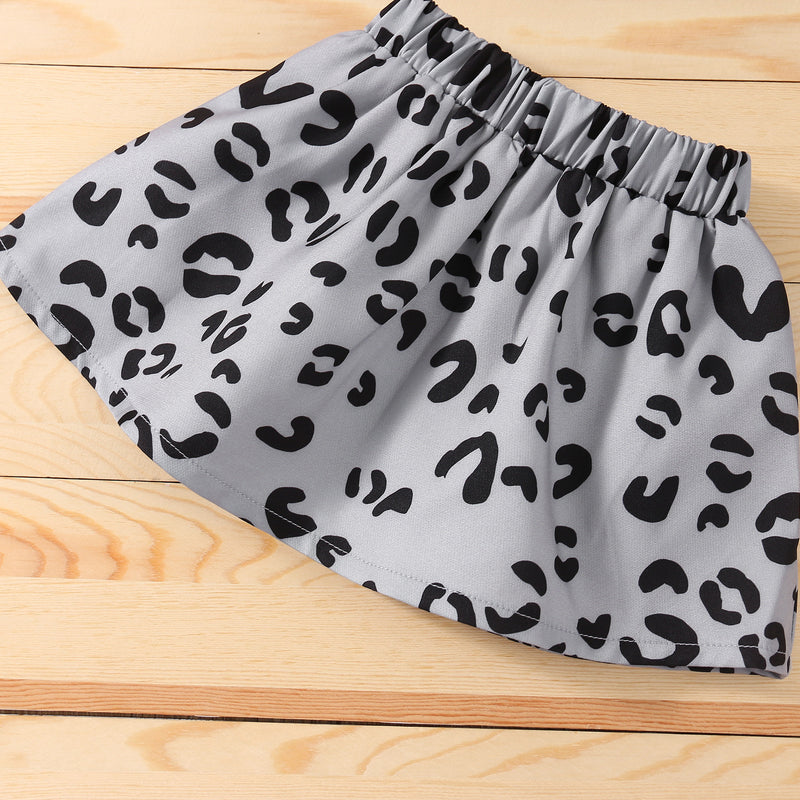 Toddler Kids Girls Leopard Print Hoodie Short Skirt Set - PrettyKid