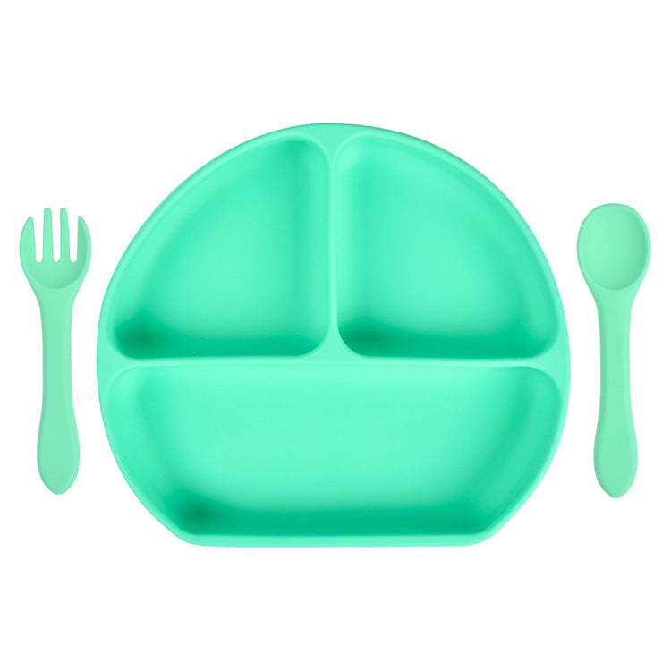 Baby Silicone Plate Fork Spoon Set - PrettyKid