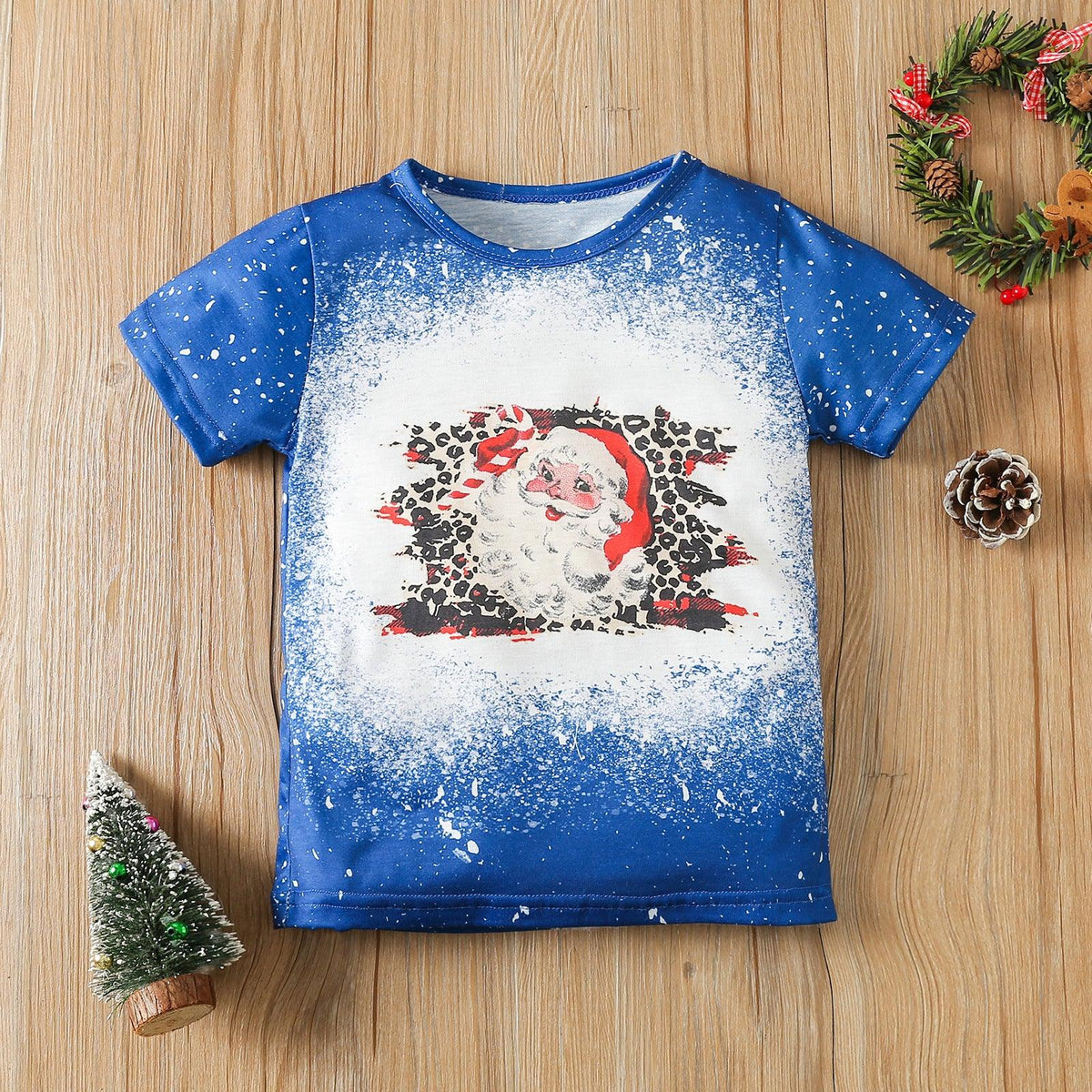 Children's Boys Round Neck Short Sleeve Cartoon Christmas Printed T-shirt - PrettyKid