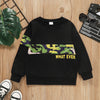 Toddler Kids Boys' Solid Color Long Sleeved Letter Print Round Neck Sweater - PrettyKid