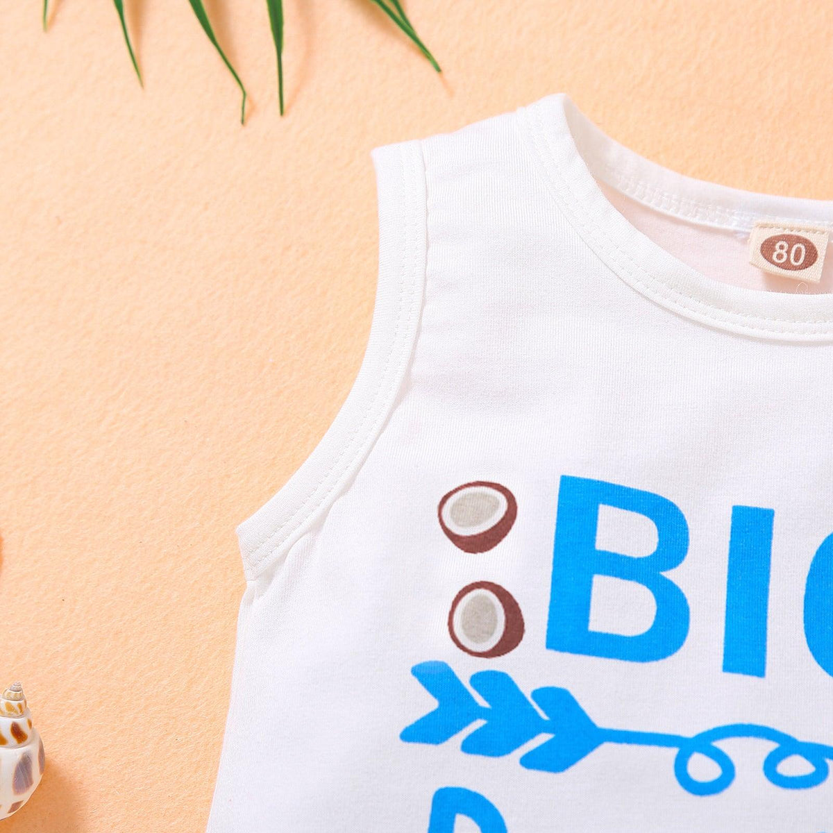 Toddler Kids Boys Summer Letter Vest Coconut Print Shorts Set - PrettyKid