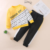 Toddler Kids Boys Solid Fashion Boy Lettered Long Sleeve Set - PrettyKid