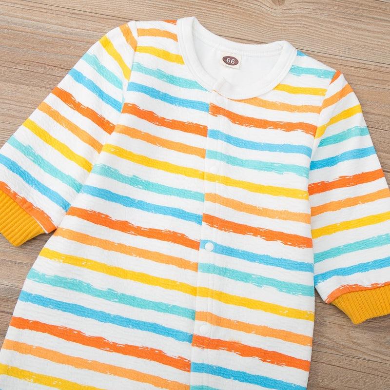 Baby Boys Girls Color Stripe Wrap Jumpsuit - PrettyKid