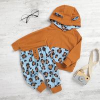 Toddler Boys Girls Cute Little Ear Hoodie Leopard Pants Set - PrettyKid