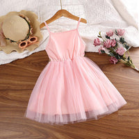 2023 Summer Girls' Princess Wind Mesh Flower Embroidery Suspender Dress Baby Girl Dress Dress